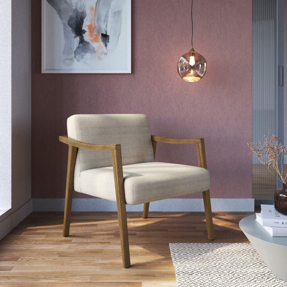 Poltrona Decorativa em Algodão Petra Yescasa Bege