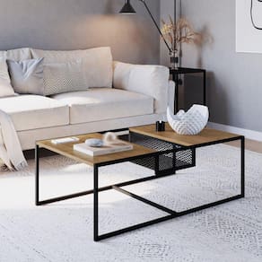 Mesa de Centro Industrial 100cm York Artesano Hanover/Preto