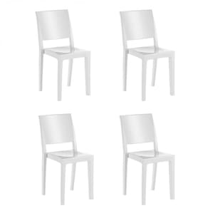 Kit 4 Cadeiras em Polipropileno Hydra Plus Cristal Uz Kappesberg Branco