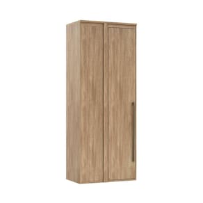 Guarda Roupa Modulado Canto Reto 1 Porta 1 Cabideiro 4 Prateleiras Belmax Carvalho