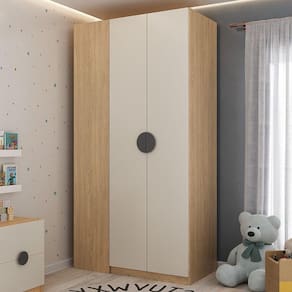 Guarda Roupa Infantil Modulado de Canto 2 Portas Joy Kids Cabecasa Madeiramadeira Cinza/Avena