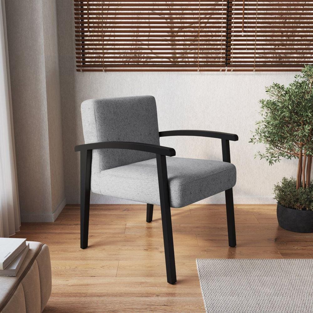 Poltrona Decorativa em Algodão Doha Yescasa Cinza