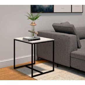 Mesa Lateral Quadrada Line Devan Móveis Preto/Branco
