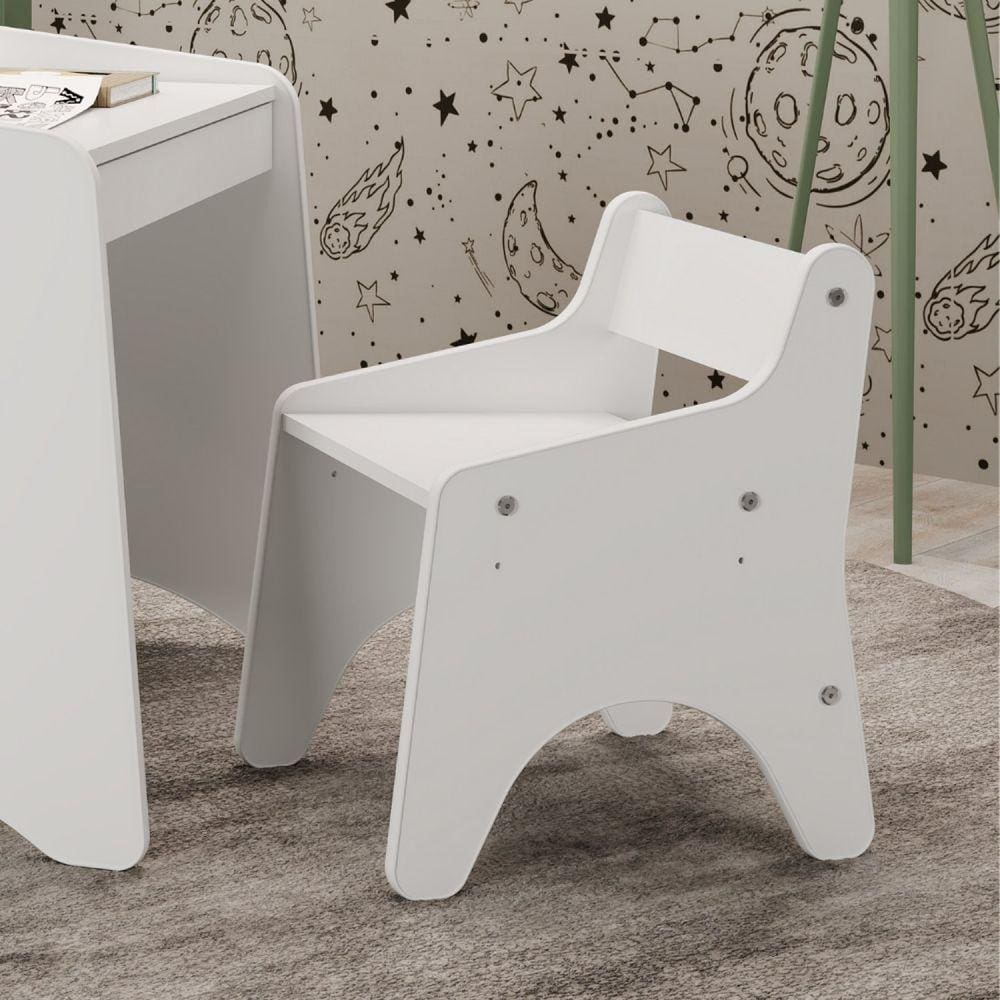 Cadeira Infantil com Encosto e 2 Regulagens de Altura Montessori Movelbras Branco