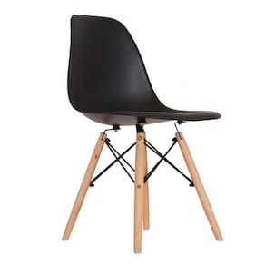 Cadeira Base em Madeira e Aço Eames Preto