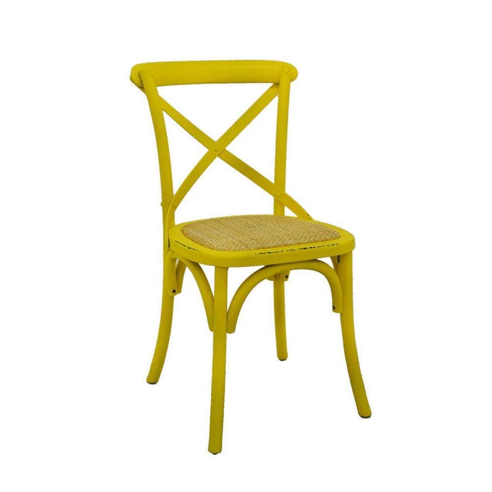 Cadeira Madeira Maciça Katrina Cross Rivatti Amarelo