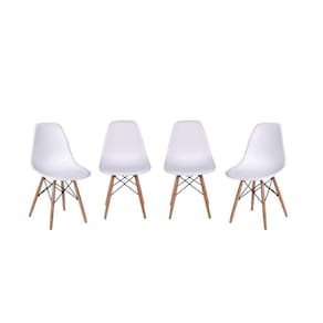 Kit 4 Cadeiras Eames Dkr Base Madeira Or Design Branco