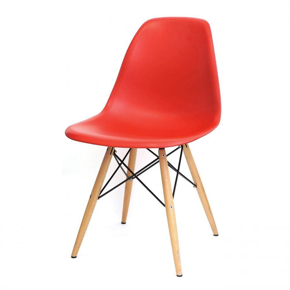 Cadeira Eames Base de Madeira Or Design Vermelho