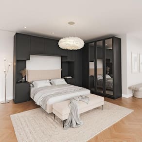 Guarda Roupa Modulado de Canto 5 Peças 12 Portas com 3 Portas Reflecta Hera Cabecasa Madeiramadeira Preto