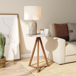 Mesa Lateral Classic Tebarrot Off White/Amêndoa