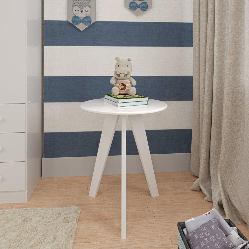 Mesa Lateral em Kakau Retrô Móveis Peroba Branco Brilho