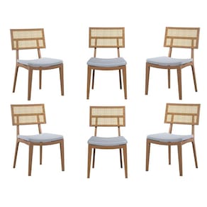 Conjunto 6 Cadeiras Esparta Casa Contemporânea Castanho/Cinza