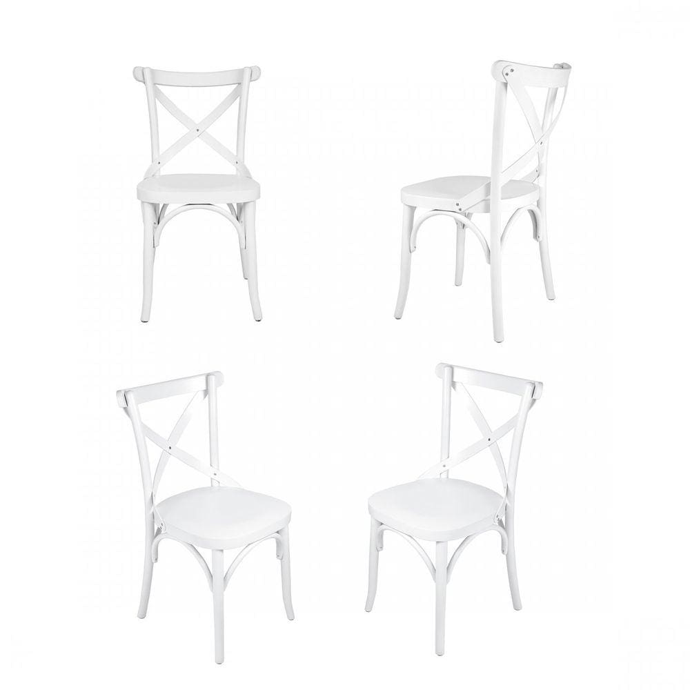 Conjunto 4 Cadeiras Madeira Maciça Tauari Cross Laquado X Texas Gamma Móveis Branco