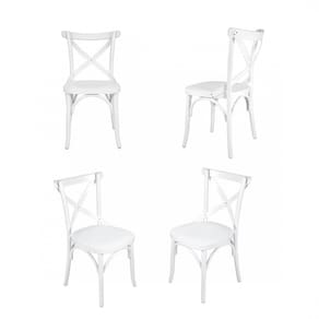 Conjunto 4 Cadeiras Madeira Maciça Tauari Cross Laquado X Texas Gamma Móveis Branco