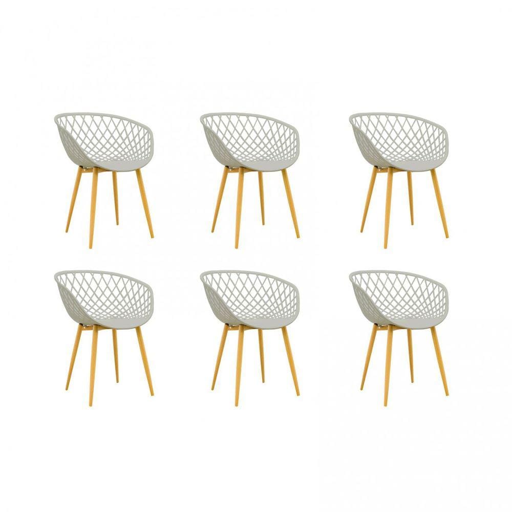 Kit 6 Cadeiras para Cozinha com Braços Rivatti Nude