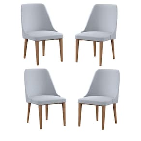 Conjunto 4 Cadeiras Madeira Maciça Linho Kelly Casa Contemporânea Castanho/Cinza