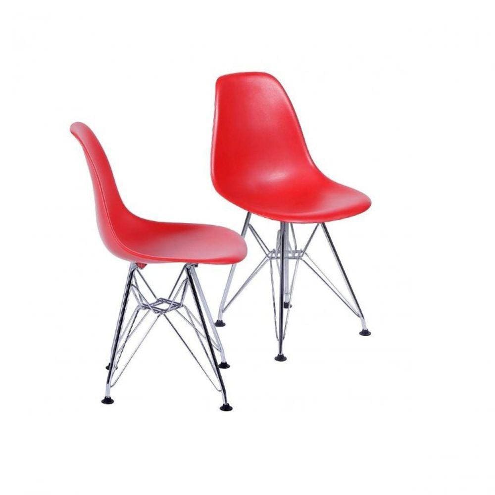 Conjunto 2 Cadeiras Eames DKR Base Cromada Vermelha OR Design Vermelho