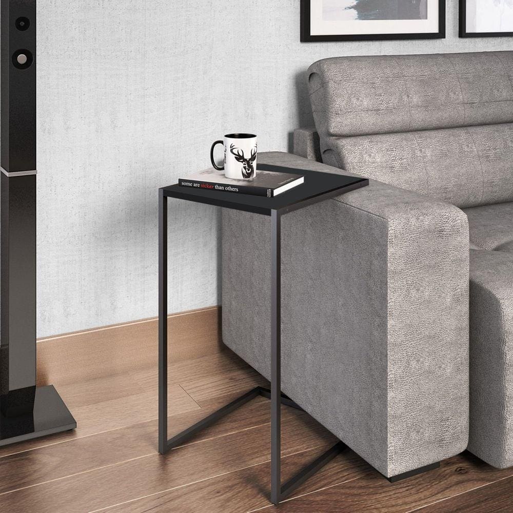 Mesa Lateral Industrial Artesano Preto/Preto