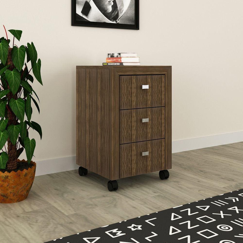 Gaveteiro 3 Gavetas Me4108 Tecno Mobili Nogal