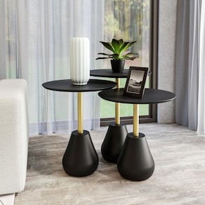 Mesa Auxiliar para Sala de Estar Duna Média Preto/Dourado