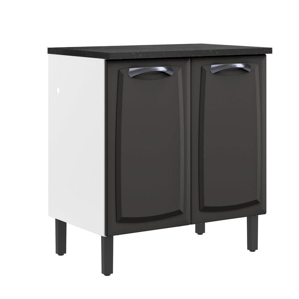 Balcão em Aço 80cm 2 Portas com Tampo New Premium Itatiaia Grafite/Branco