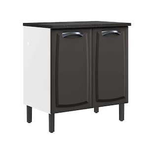 Balcão em Aço 80cm 2 Portas com Tampo New Premium Itatiaia Grafite/Branco