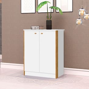 Armário para Escritório Baixo 2 Portas Office J&A Móveis Branco/Marrom
