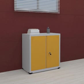 Armário de Aço 2 Portas AP406SL Pandin Móveis Cinza/Laranja Picasso