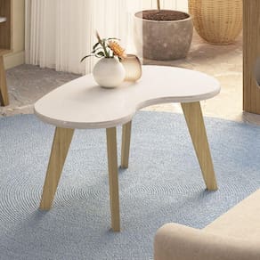 Mesa de Centro Design Orgânico e Componível Versátile Off White/Carvalho