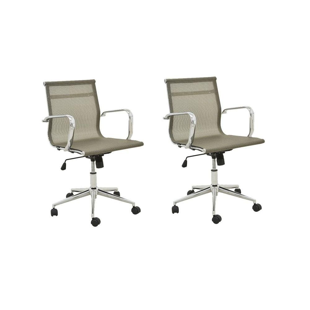 Kit 2 Cadeiras de Escritório Diretor Office Sevilha Tela Rivatti Dourado