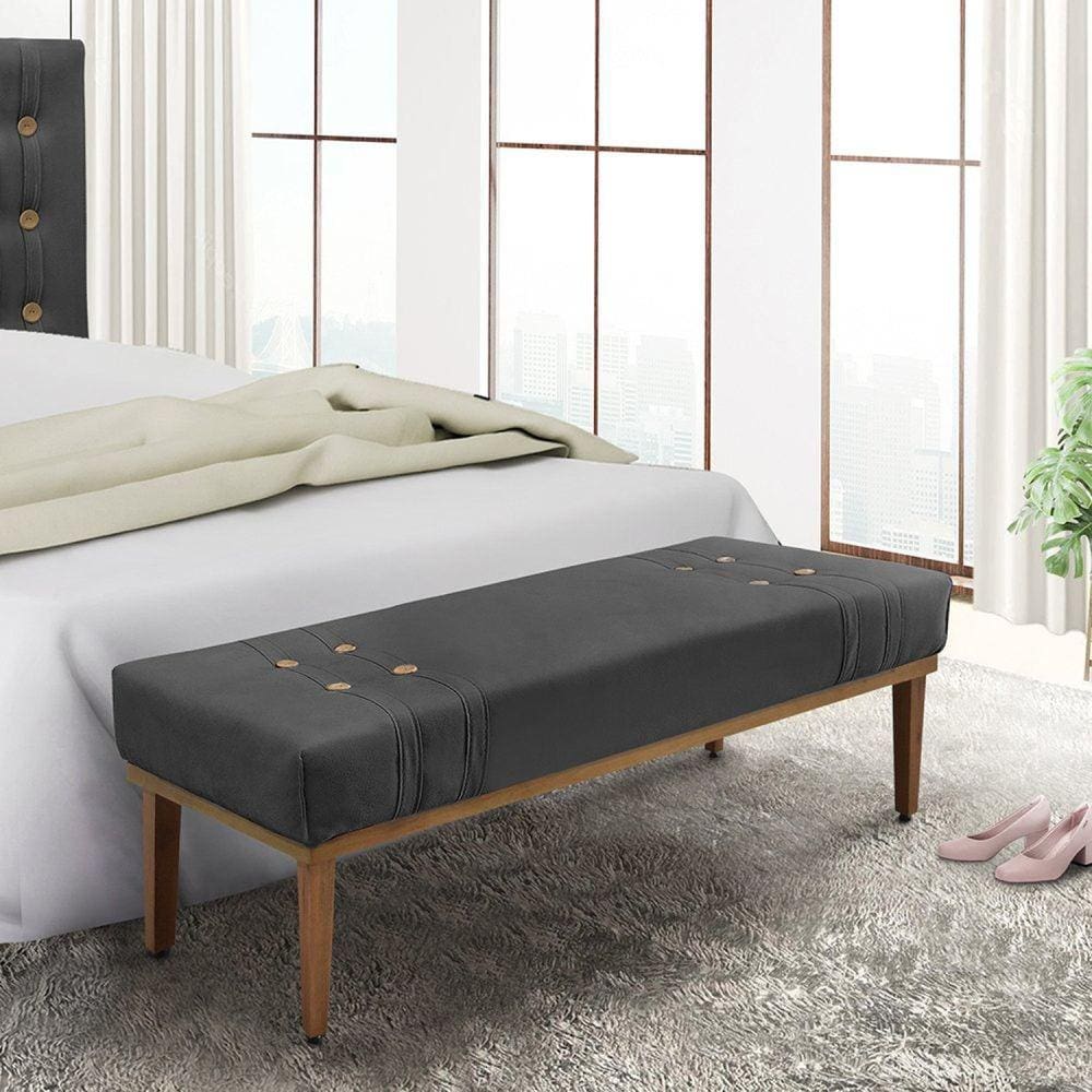 Calçadeira Recamier Solteiro Suede Gênova Spezzia Decor Cinza