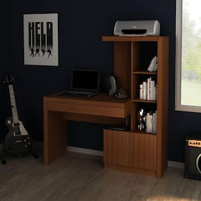 Escrivaninha com Estante 2 Portas 1 Gaveta Me4143 Tecno Mobili Amendoa