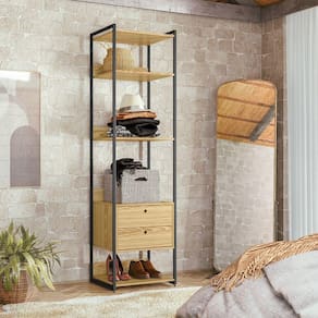 Estante para Livros Industrial 2 Gavetas 5 Prateleiras 03 Olivar Pinus