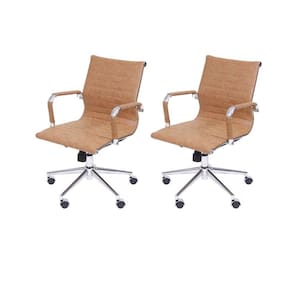 Kit 2 Cadeiras para Escritório Diretor Esteirinha com Relax 3301 Or Design Castanho Retrô