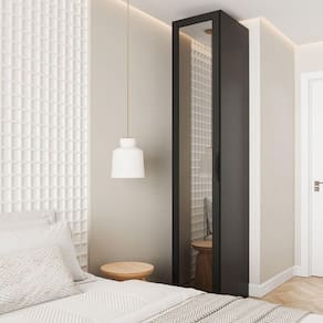 Guarda Roupa Modulado 1 Porta Reflecta com 6 Prateleiras Hera CabeCasa MadeiraMadeira Preto