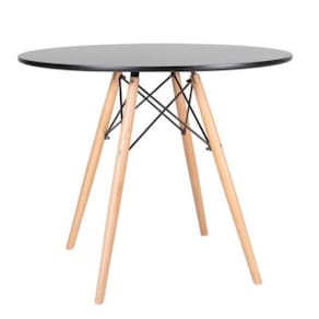 Mesa Redonda 70cm Tampo em MDF Pés em Madeira Eames Dsw Preto