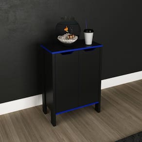 Balcão para Escritório Gamer 2 Portas Me4164 Tecno Mobili Preto/Azul