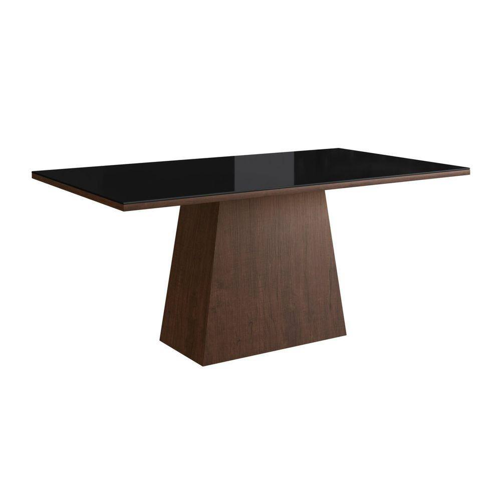 Mesa para Sala de Jantar 160x90cm com Vidro Lapidado Móveis Zamarchi Marrom/Preto