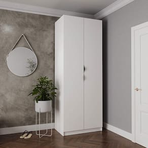 Guarda Roupa 2 Portas com Cabideiro e 2 Gavetas Hera CabeCasa MadeiraMadeira Branco Geada