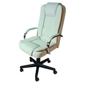 Cadeira de Escritório Presidente em Sintético Base Preta Euro Ergo Decor Branco