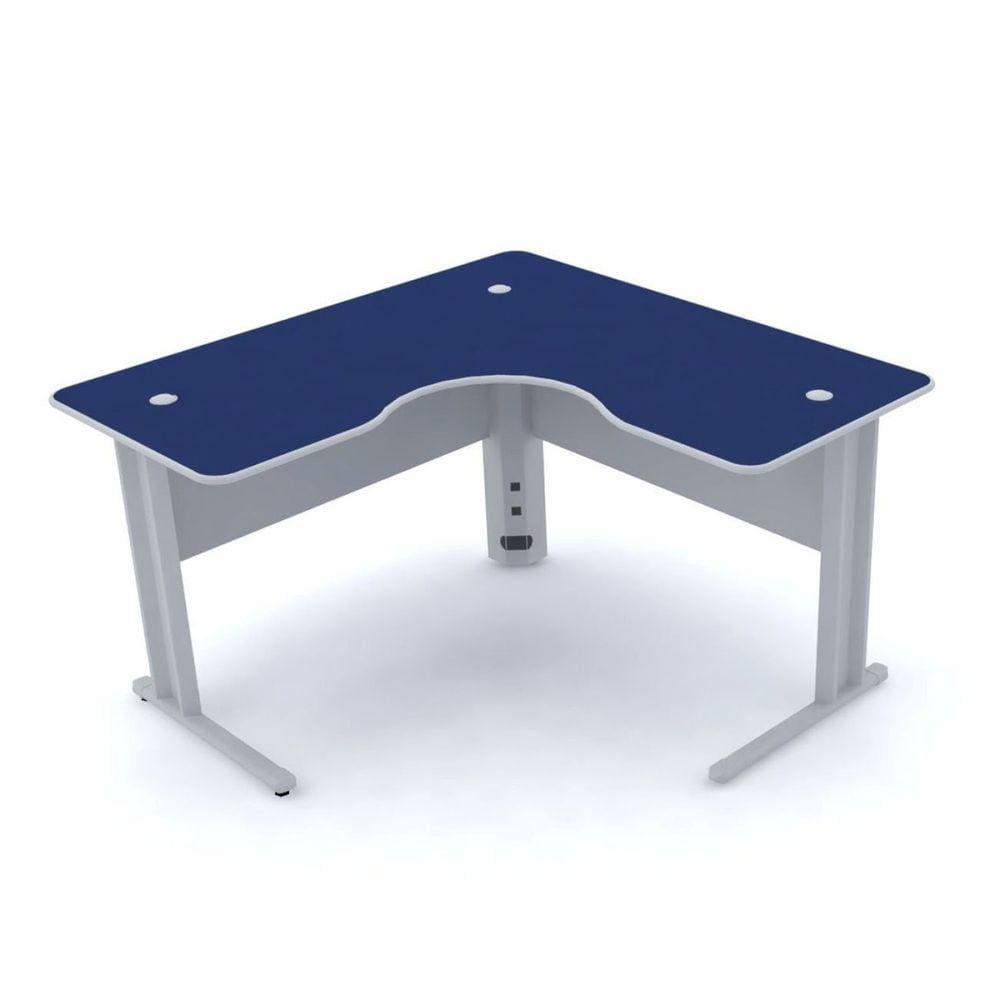 Mesa para Escritório em L Estação de Trabalho ETP1515 Maxxi Pandin Móveis Cinza Azul