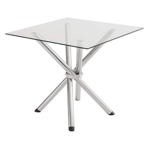 Mesa Quadrada com Tampo de Vidro 4804 Unimóvel Cromado