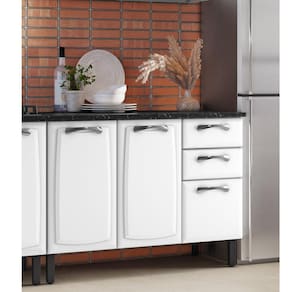 Balcão em Aço 120cm 3 Portas e 2 Gavetas com Tampo New Premium Itatiaia Branco/Nero Marquina