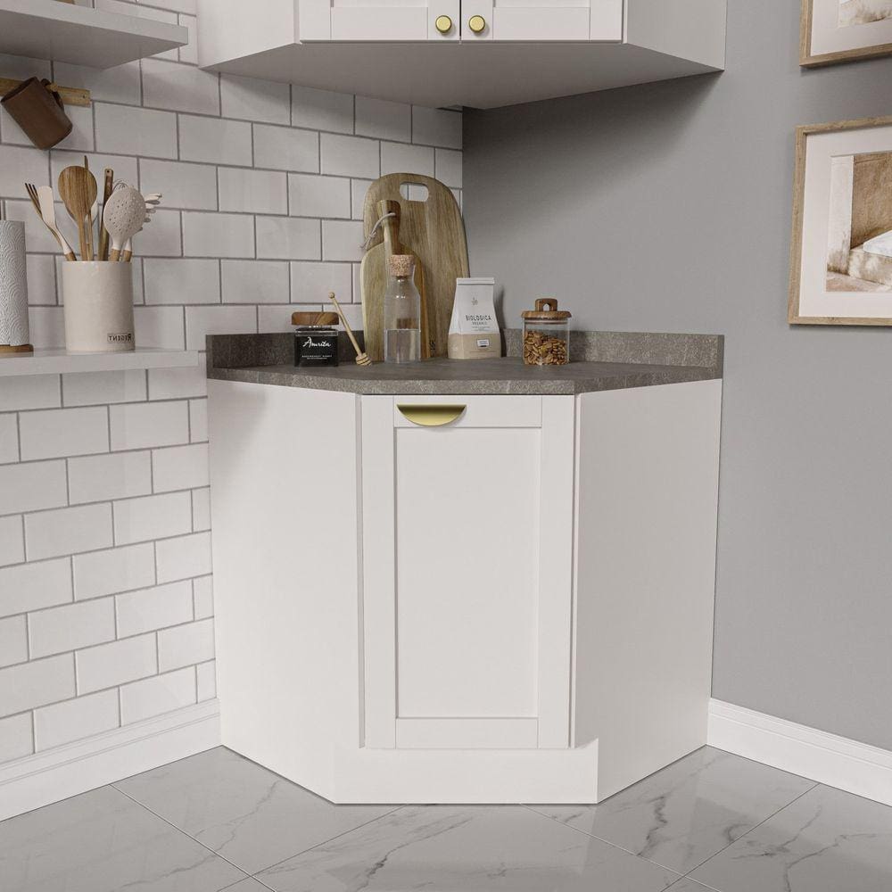 Balcão de Canto Oblíquo Arizona CabeCasa MadeiraMadeira Branco