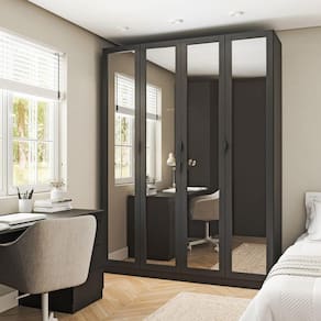 Guarda Roupa Modulado 4 Portas Reflecta Hera CabeCasa MadeiraMadeira Preto