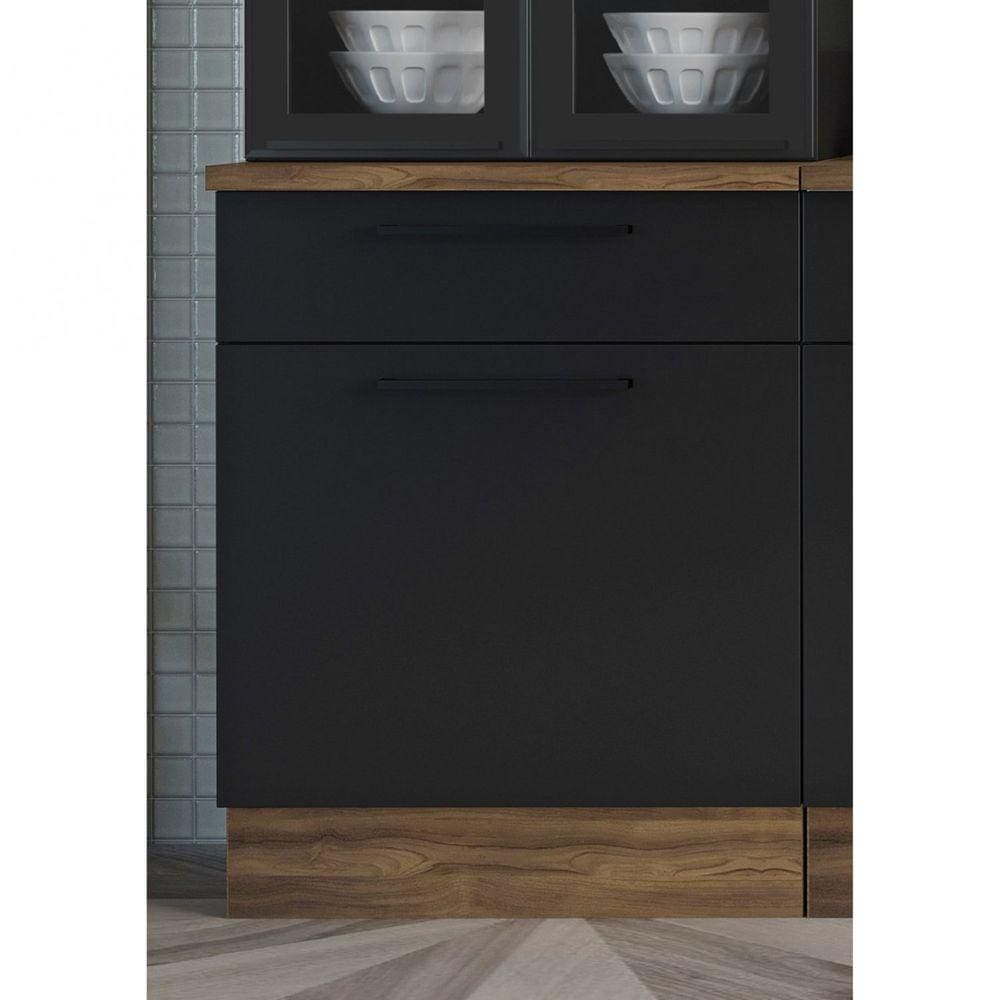 Balcão em Aço de Cozinha com Tampo 1 Porta 1 Gaveta 65cm Exclusive Itatiaia Grafite/Preto Matt