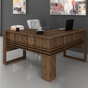 Mesa para Escritório em L Charme Espresso Móveis Nogal