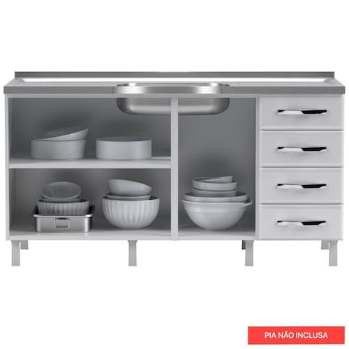 Balcão De Cozinha Aço Triplo Star New Telasul Preto | Leroy Merlin