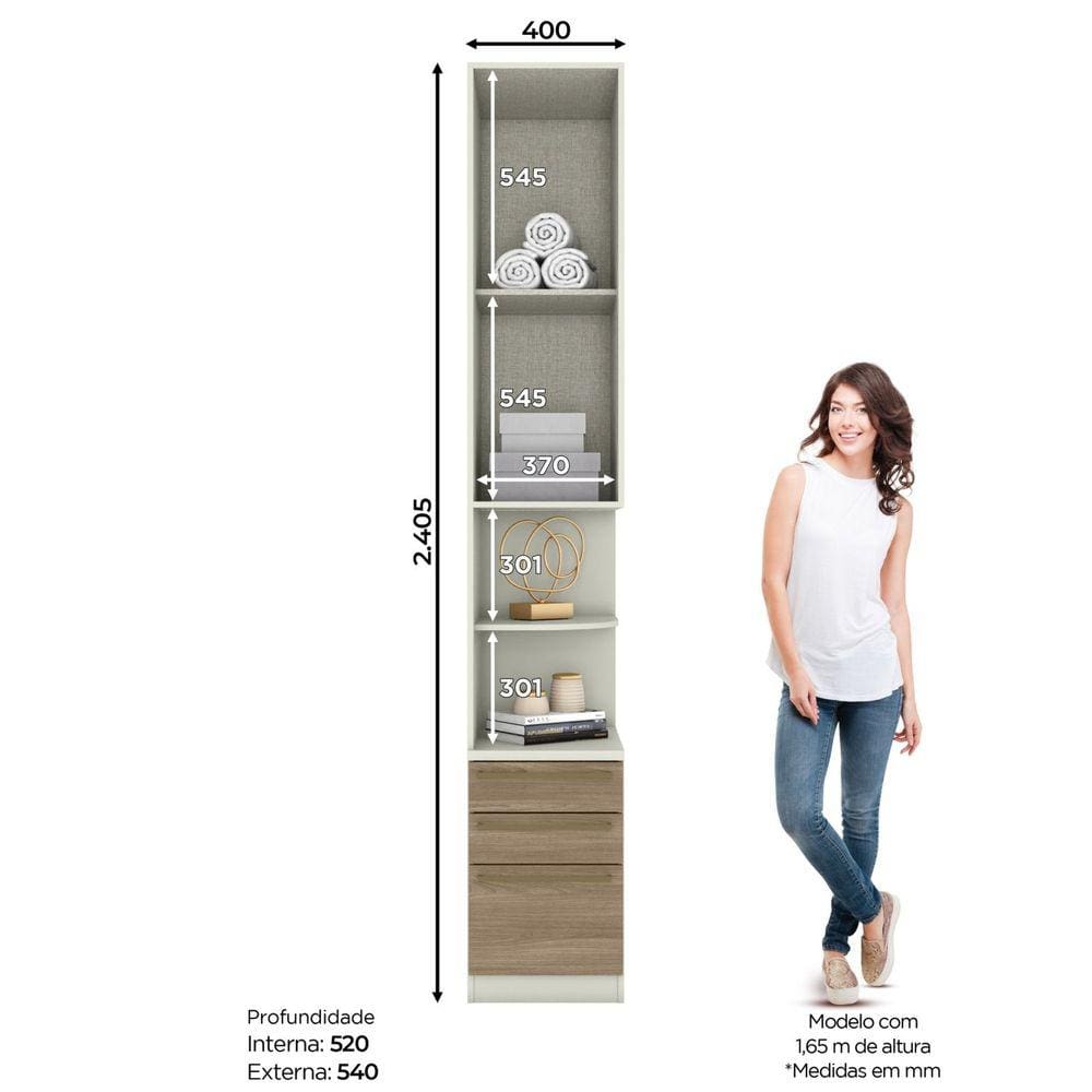 Mesa de Cabeceira 1 Porta e 3 Gavetas Seletto Henn Areia HP