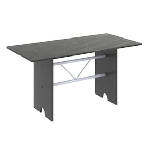 Mesa para Cozinha 140x75cm Tampo Ardósia Soma Móveis Martelado Pérola/Indiano